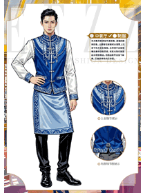 餐馆特色白族服装员工工作服手绘方案