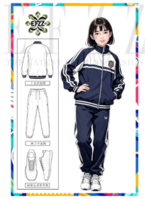 藏青雅韵，勾勒青春校园风运动装校服手绘设计
