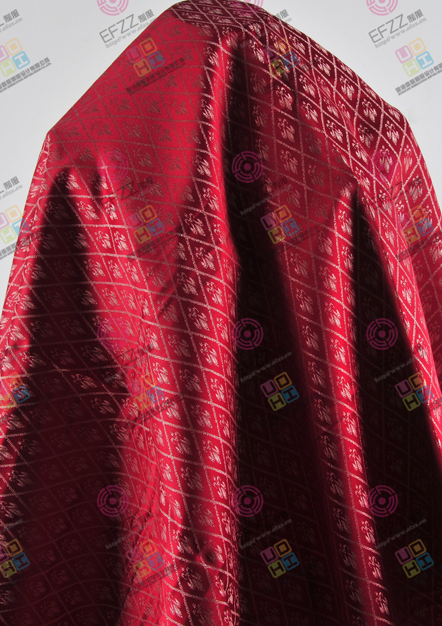 红色菱形格提花布面料JD-TH-00513