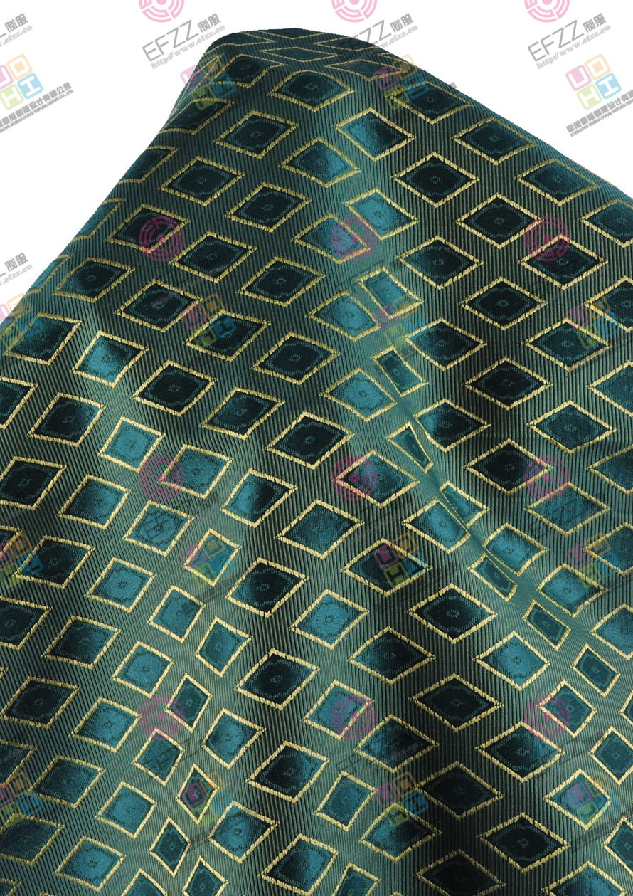 墨绿色菱形格提花布面料JD-TH-00522