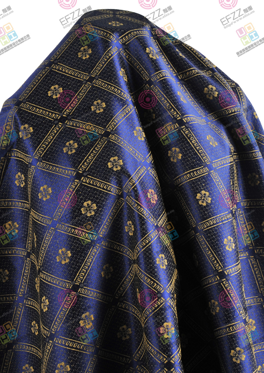 蓝色菱形格提花布面料JD-TH-00523