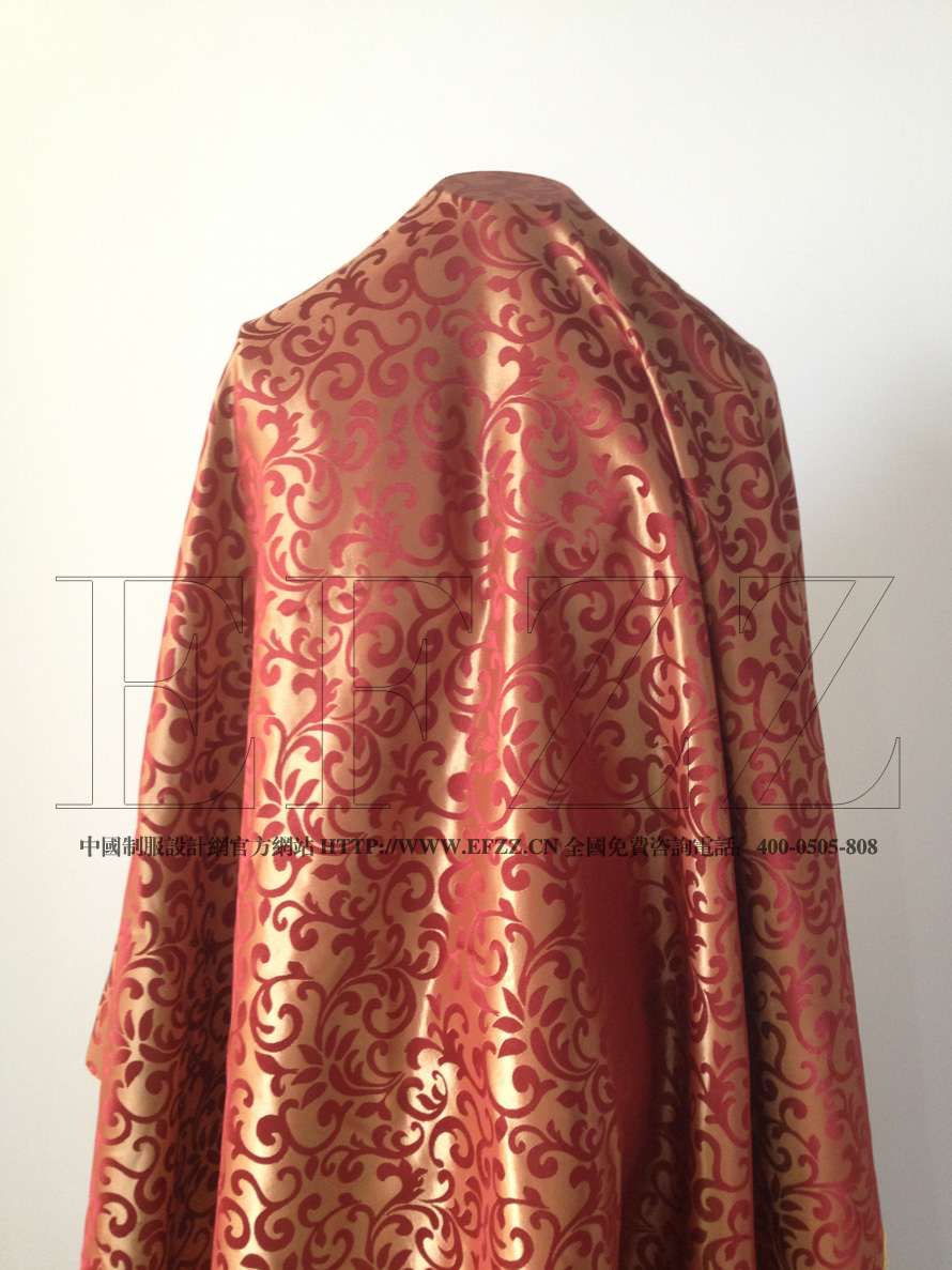 红底金色抽象花提花制服面料JD.th-00400-1