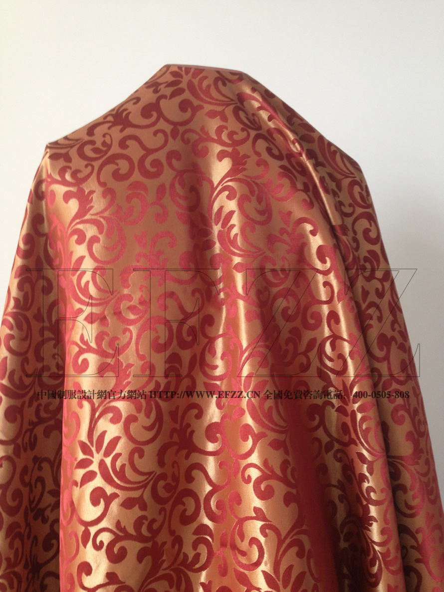 红底金色抽象花提花制服面料JD.th-00400-1
