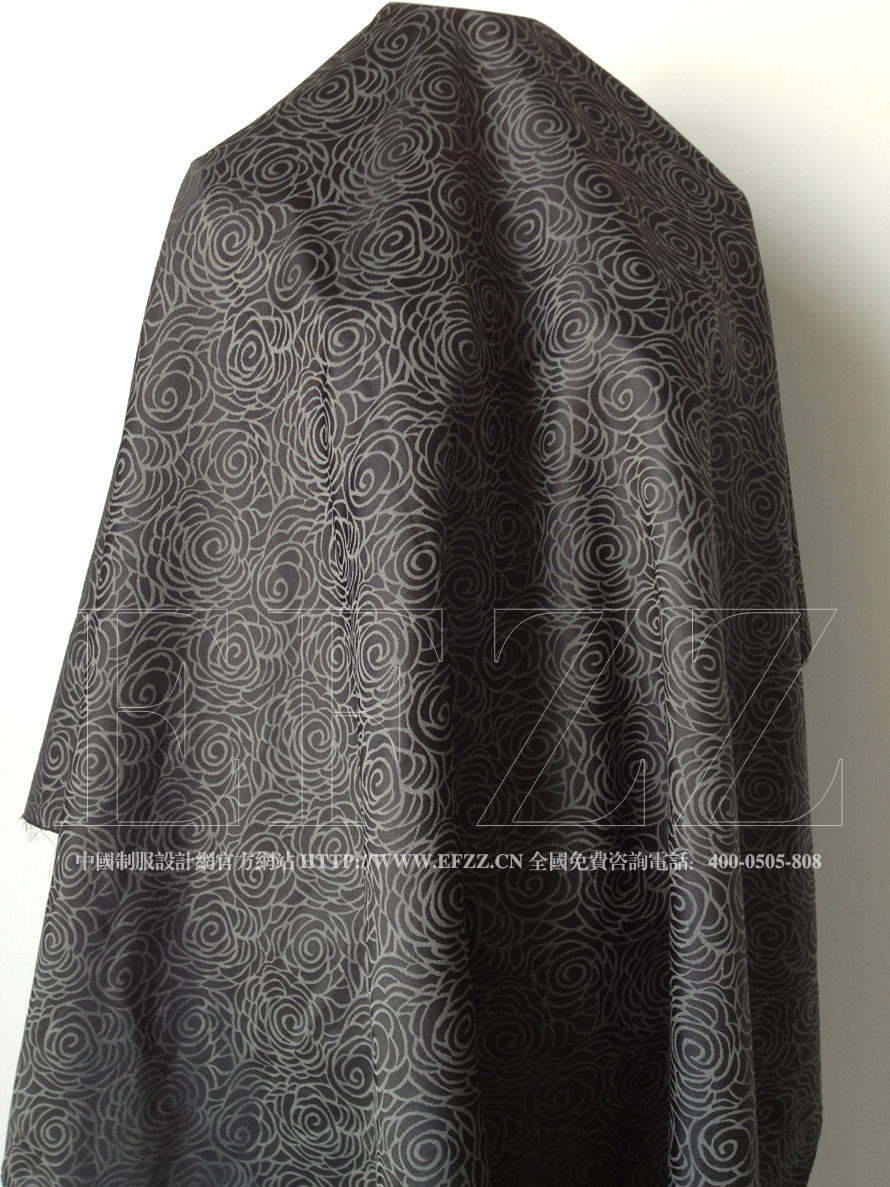 黑灰色玫瑰花提花布面料