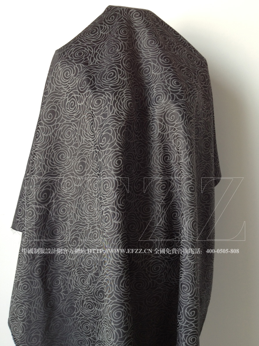 黑灰色玫瑰花提花布面料