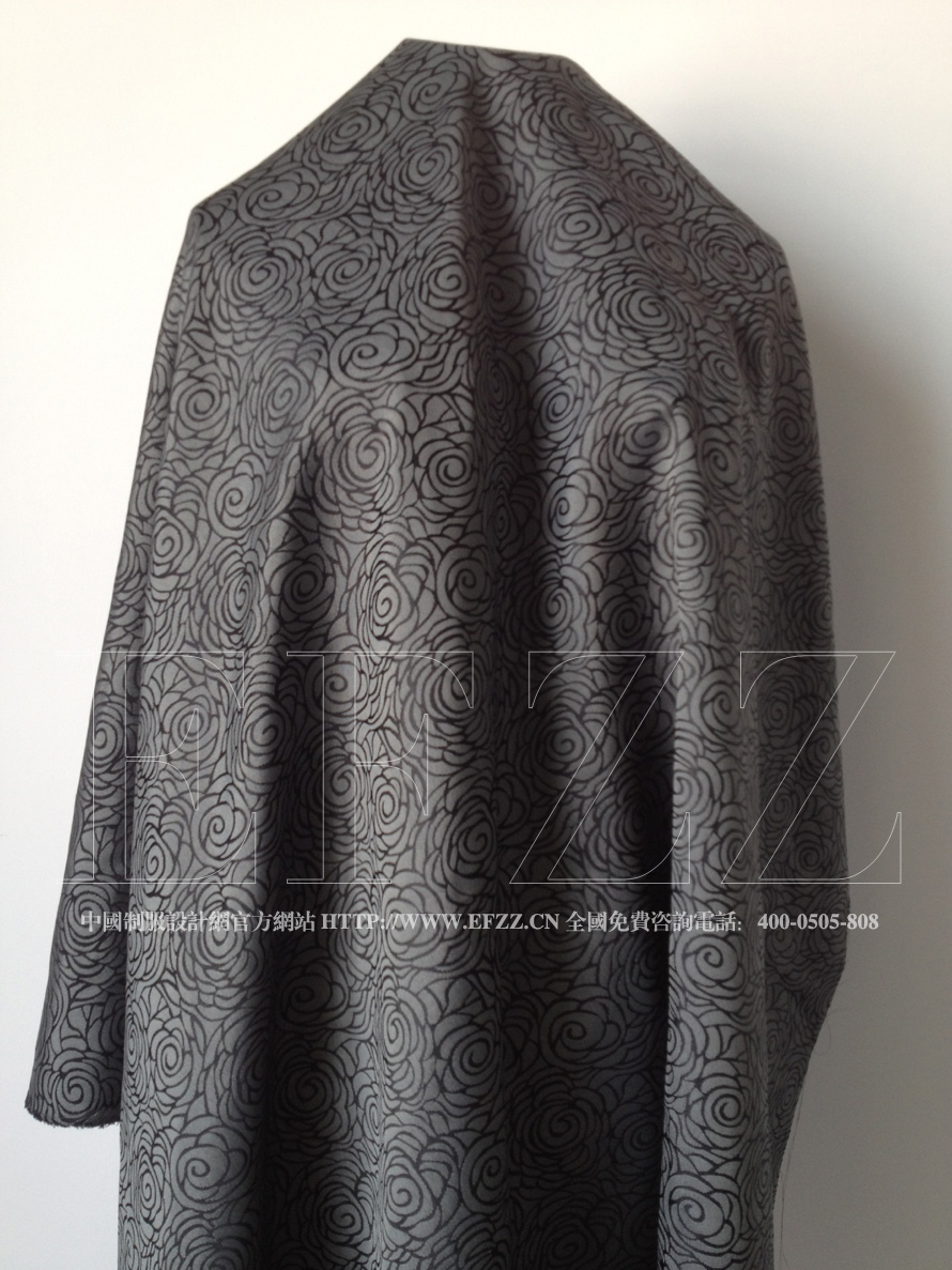 黑灰色玫瑰花提花布面料