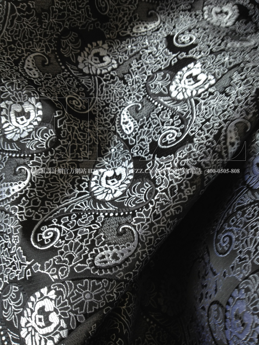 黑白色腰果花高密度提花布面料