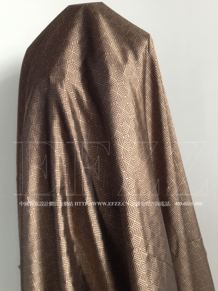 咖啡色回宫方格高密度提花布面料