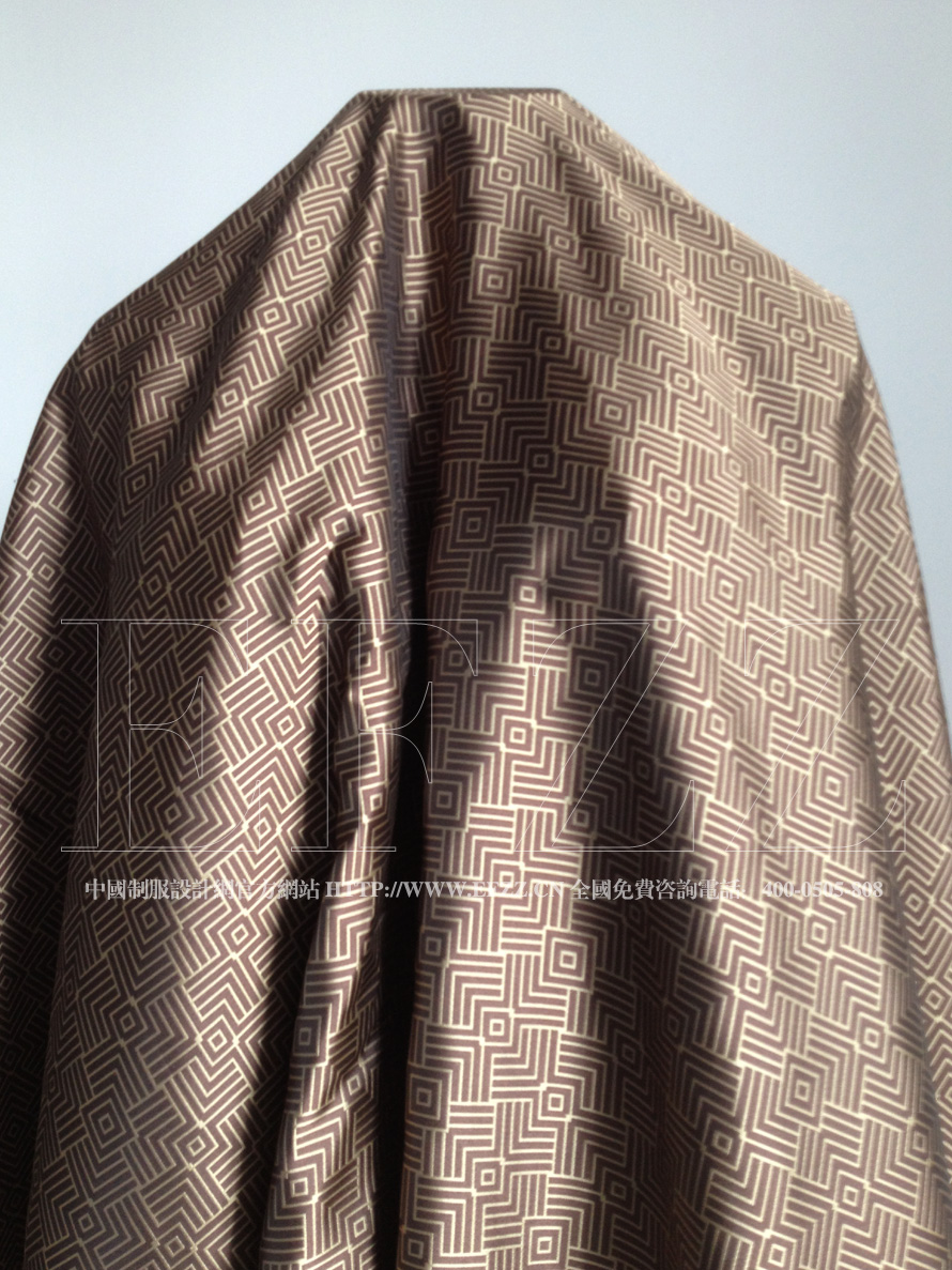 咖啡色回宫方格高密度提花布面料