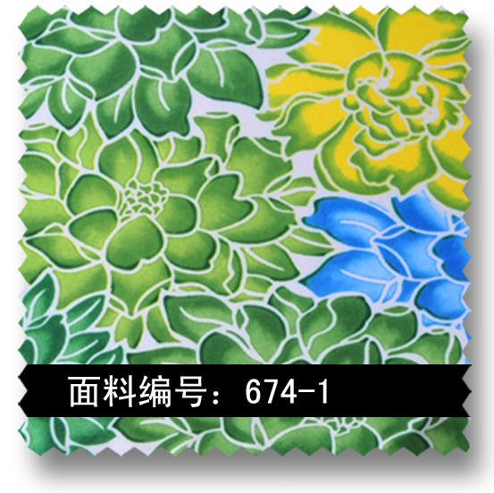 绿色大丽花四面弹印花面料674-1