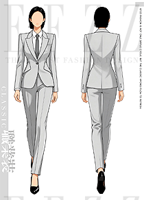 「银灰商务」原创手绘设计女式职业西装设计图