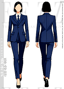 「深海蓝锋芒」原创手绘单排扣九分裤女式西装