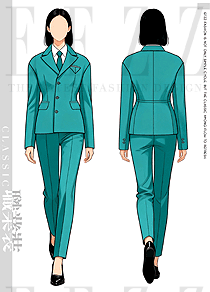 「薄荷绿精英」原创手绘后收腰胸袋三角巾商务套装设计