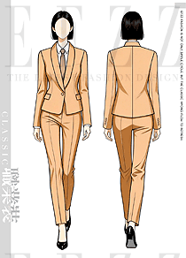 「杏棕商务」原创手绘戗驳领九分裤商务西装设计图