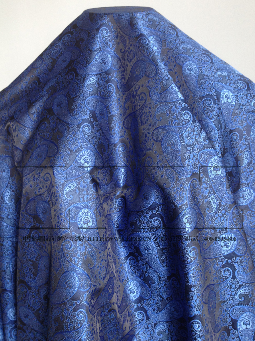 服装面料 蓝色腰果花 高密度面料